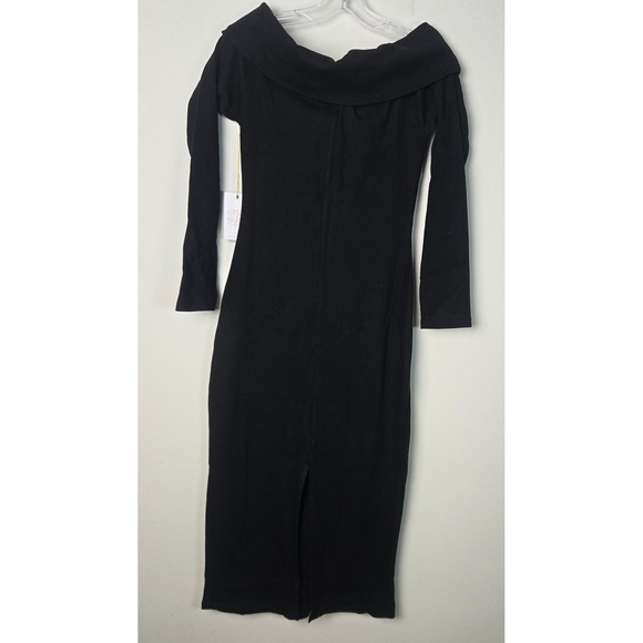 Backyard Roses Black Delilah Sweater Dress Off Shoulder Long Sleeve Med Ribbed‎ - Picture 3 of 10